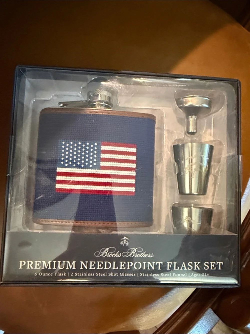 Brooks Brothers Needlepoint Flask Set